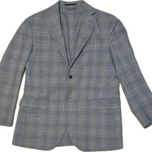 Luigi Bianchi Lubiam Men's Blue Gray Plaid Blazer - Size 50
